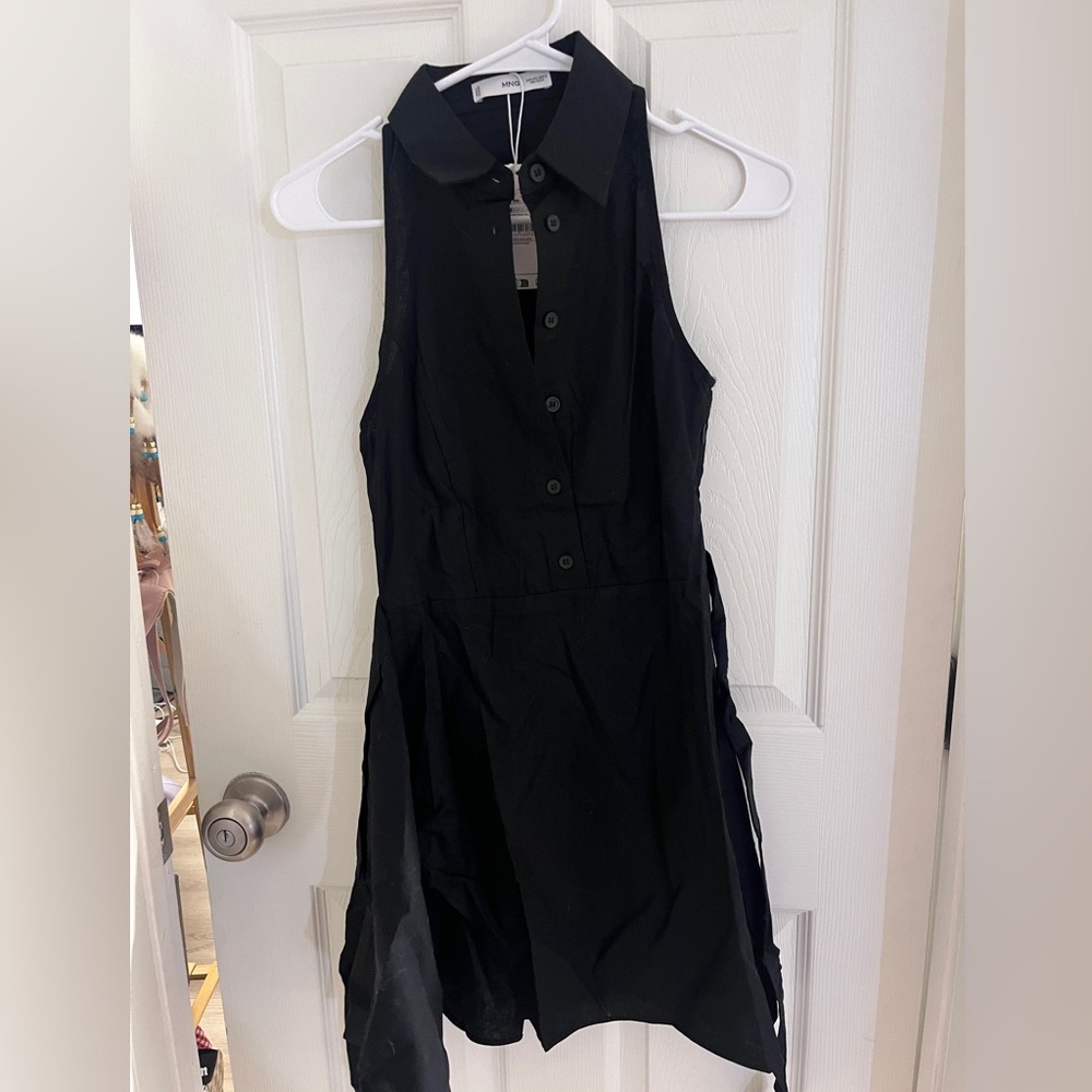 Mango black shirt mini dress